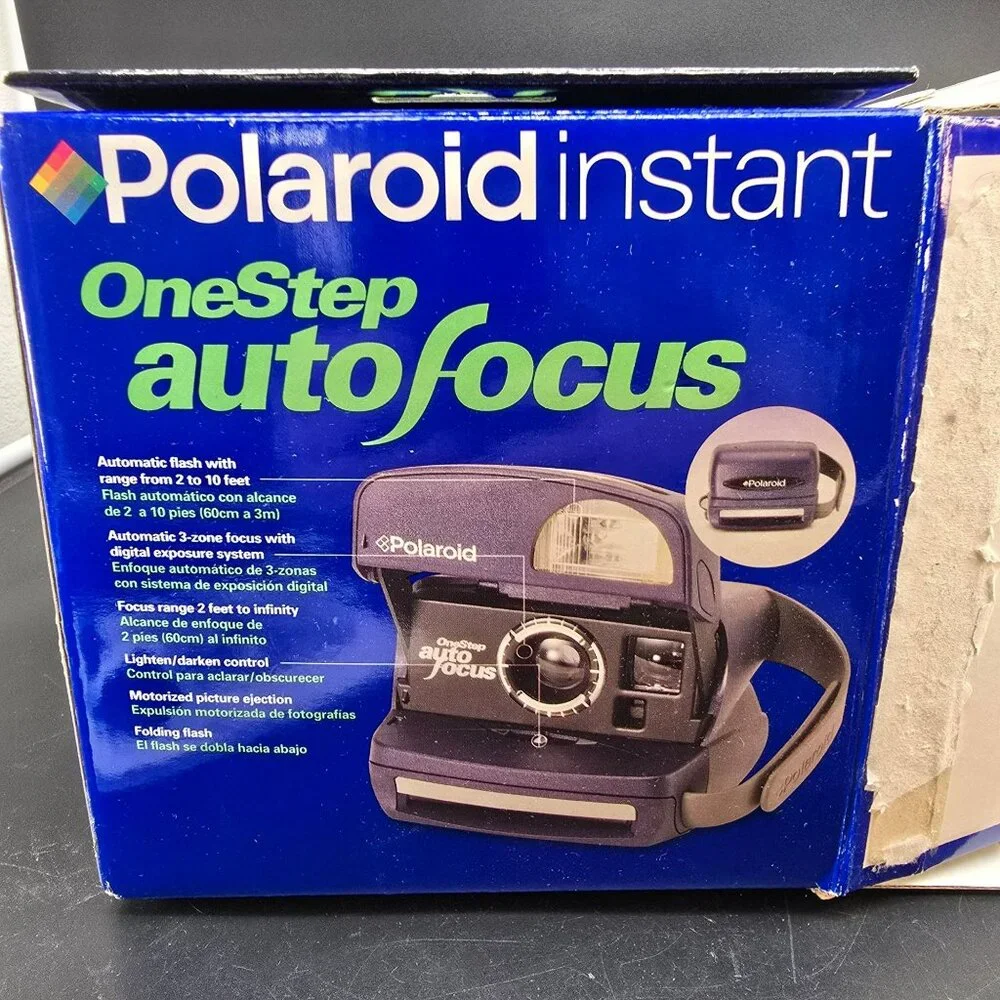 Polaroid OneStep Auto Focus Instant Camera Box Manual Plus Film UNTESTED JJ4175